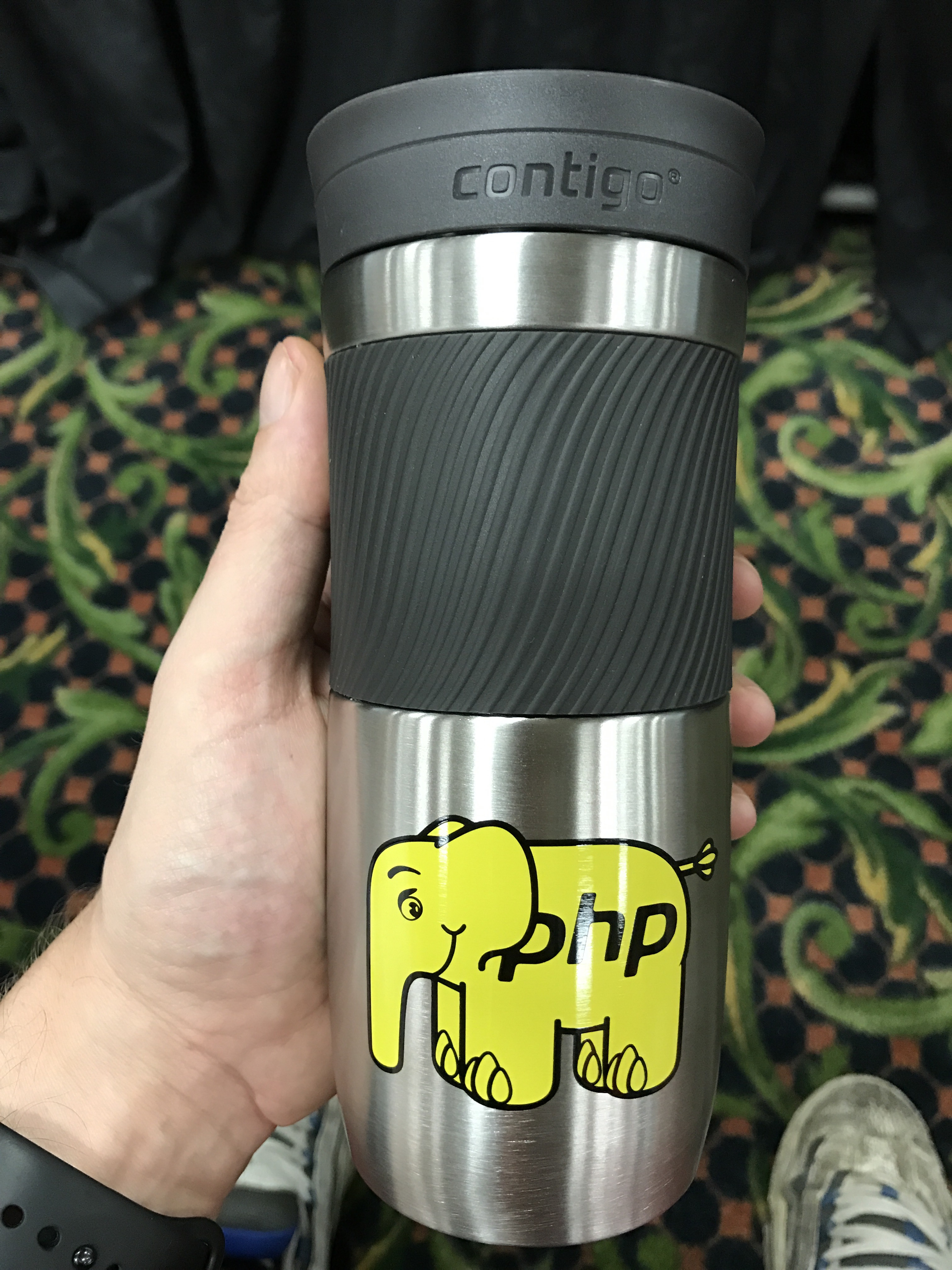 The Contigo thermal mug, elePHPant branded