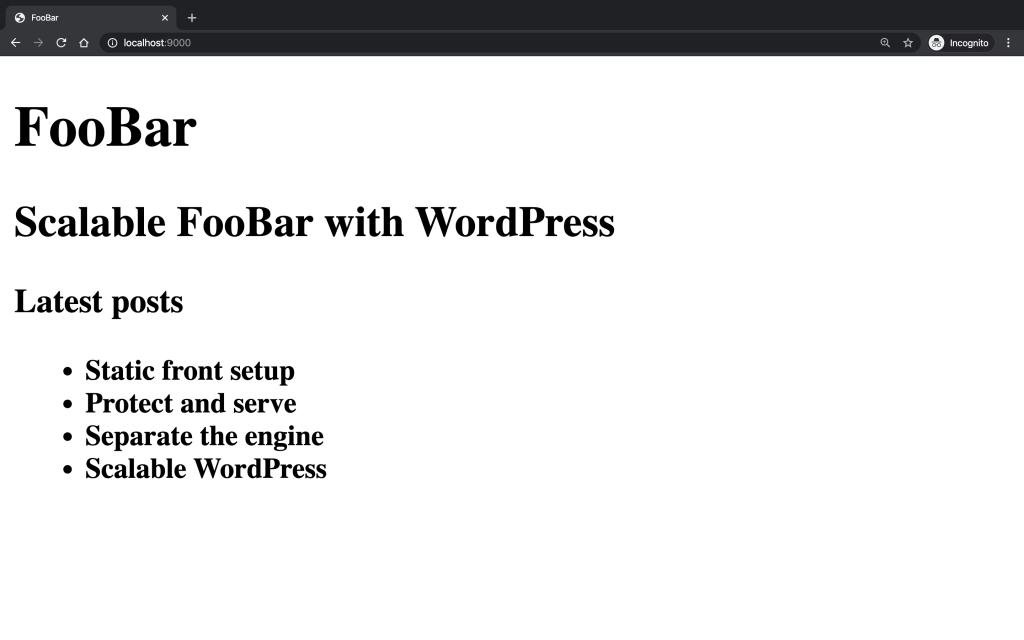 Listing WordPress articles on a static HTML page running on Nginx.